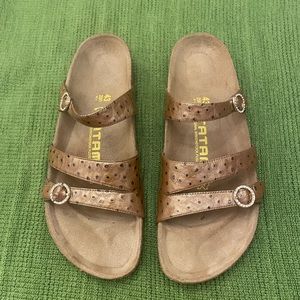 Birkenstock Tatami Metallic Ostrich Sandals - Size EU 43